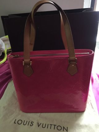 Authentic Louis Vuitton Rare Pink Vernis Houston Handbag Ca1022