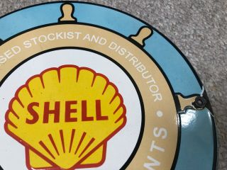 Vintage Porcelain Shell Oil Marine Lubrication Sign 2