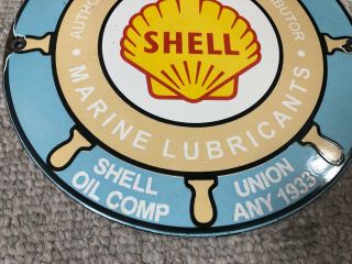 Vintage Porcelain Shell Oil Marine Lubrication Sign 4