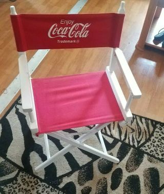 Nos Vtg Red Coca Cola Director’s Chair Coke White Wooden Red Foldable