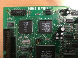 Rare Creative Sound Blaster Pro 2 Ct1600 Revision 6 Dos Vintage Isa Sound Card