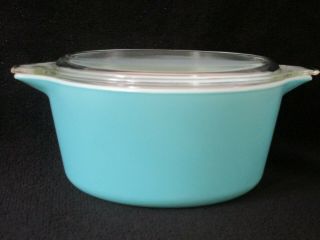 Vintage Rare Pyrex Turquoise Aqua 1 1/2 Quart Casserole Dish & Lid 474 Htf
