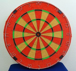 Vintage Bristle Dart Board Made In Uk Red Green And Black Signed/stamped