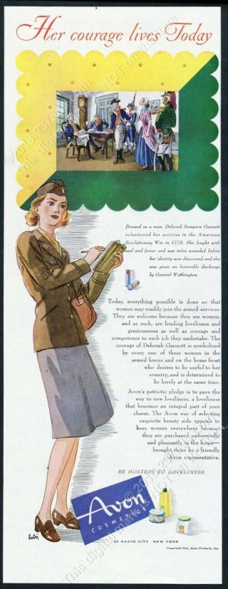 1945 Us Army Wac Woman Art Avon Cosmetics Vintage Print Ad