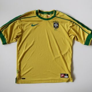 Vtg Brazil 1998 World Cup Nike Home Soccer Football Kit Jersey Brasil Small S