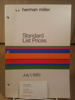 Vtg Herman Miller Standard List Prices 1980 Ephemera Mid Century Modern