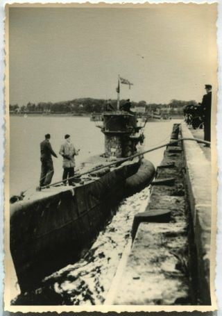 German Wwii Archive Photo: Kriegsmarine U - Boat At Pier In Harbour