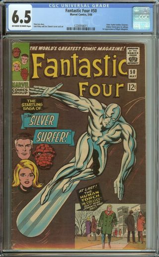 Fantastic Four 50 Cgc 6.  5 Vintage Marvel Comic Classic Silver Surfer Cover 12c