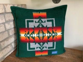 Pendelton Vintage Beaver State Aztec Wool Throw Pillow 21”x21”