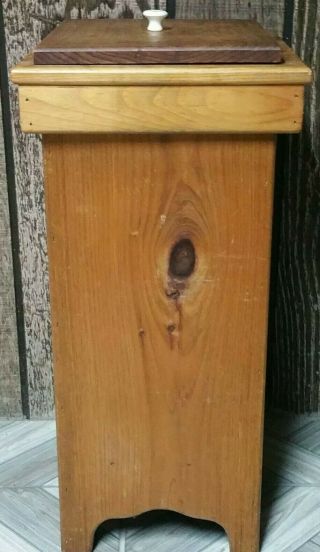 Vintage Solid Wood Trash Can Kitchen Garbage Can Wood Trash Bin Dog food storage 4