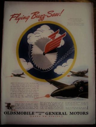 41st Fighter Squadron Flying Buzz - Saw Insignia Aracobra Wwii Ad