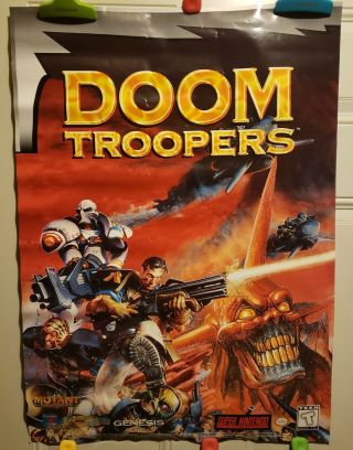 Ultra Rare/vintage 1991 Doom Troopers Poster Nintendo (sega Genesis) Nr