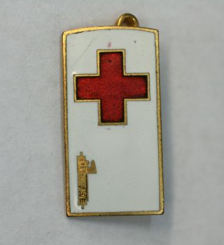 Scarce Wwii Italian Fascist Red Cross Lapel Button Badge