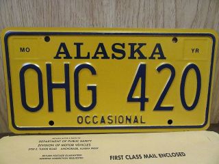 Vintage Alaska Occasional 420 License Plate Tag OHG - 420 Cannabis Marijuana 2