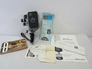 Vintage Bolex 8l - D Movie Camera W/papers And Booklet