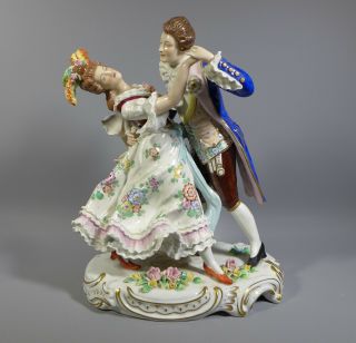 Fine Vintage Sitzendorf German Porcelain Figure Group Figurine Dancers