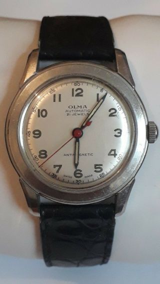 Olma Vintage Swiss Made Gents 21 Jewel Automatic Watch Military Style