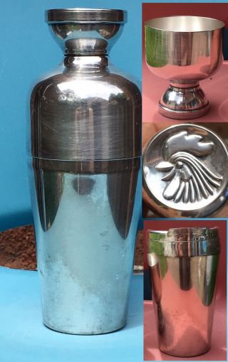 Vintage Art Deco Napier Barware Silver Plated Rooster Cap Mini Cocktail Shaker
