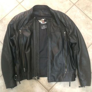 Vintage Harley Davidson Leather Jacket With Paddings Inside Sz Xxl (early 2000s)