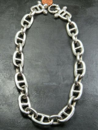 Chunky Vintage Sterling Silver Anchor & Cable Link Necklace Chain 20 Inch C.  2000