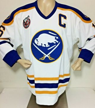 Vtg 1993 Pat Lafontaine Buffalo Sabres Authentic CCM Hockey Jersey Fight Strap 2
