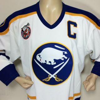 Vtg 1993 Pat Lafontaine Buffalo Sabres Authentic CCM Hockey Jersey Fight Strap 3