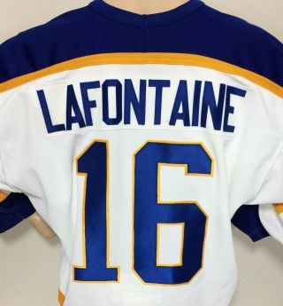 Vtg 1993 Pat Lafontaine Buffalo Sabres Authentic CCM Hockey Jersey Fight Strap 4