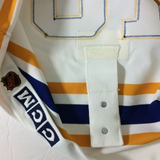 Vtg 1993 Pat Lafontaine Buffalo Sabres Authentic CCM Hockey Jersey Fight Strap 6