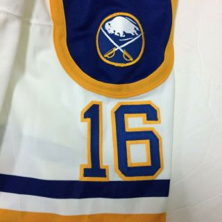 Vtg 1993 Pat Lafontaine Buffalo Sabres Authentic CCM Hockey Jersey Fight Strap 8