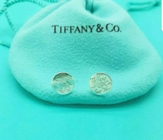 Tiffany & Co Notes Ny Silver Circle Stud Earings Hard To Find Vintage