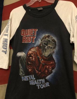 Vintage 80’s Quiet Riot Metal Health Rock Concert Tour Reglan T Shirt L Thin