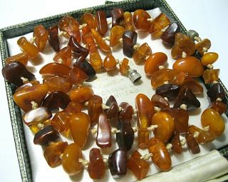 Vintage Jewellery Real Natural Baltic Butterscotch Cognac Amber Bead Necklace 2