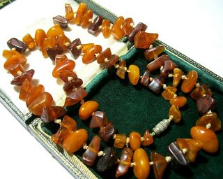 Vintage Jewellery Real Natural Baltic Butterscotch Cognac Amber Bead Necklace 3