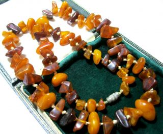 Vintage Jewellery Real Natural Baltic Butterscotch Cognac Amber Bead Necklace 4