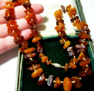Vintage Jewellery Real Natural Baltic Butterscotch Cognac Amber Bead Necklace 5
