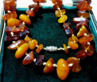 Vintage Jewellery Real Natural Baltic Butterscotch Cognac Amber Bead Necklace 6
