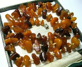 Vintage Jewellery Real Natural Baltic Butterscotch Cognac Amber Bead Necklace 7