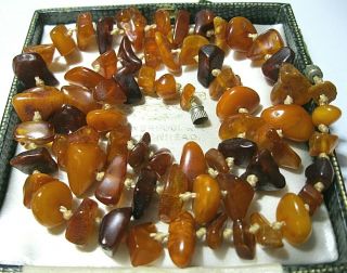 Vintage Jewellery Real Natural Baltic Butterscotch Cognac Amber Bead Necklace 8