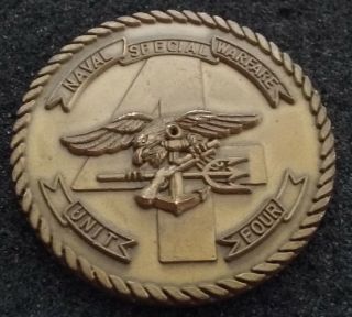 Authentic Vintage Us Navy Seal Team 4 Four Nswc Nswu Socom Usn Us Challenge Coin