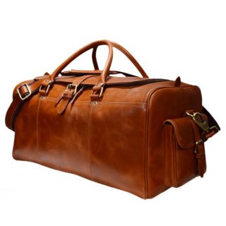 Vintage Handmade Weekend Brown Gym Duffel Luggage Travel Real Leather Bags