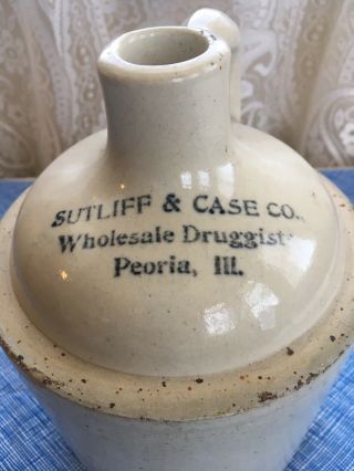 Vintage Sutliff & Case Druggist Jug Peoria,  Ill - Macomb Stoneware