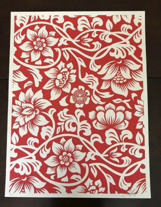 Shepard Fairey Obey Giant Floral Pattern Signed Numbered 78/200 Print Rare Kaws
