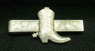 Hickok Vintage Sterling Silver 925 Country Western Boot Tie Clip (s1238)
