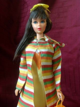 Vintage Mattel Mod Era Twist N Turn Black Hair Barbie With Vintage Outfit