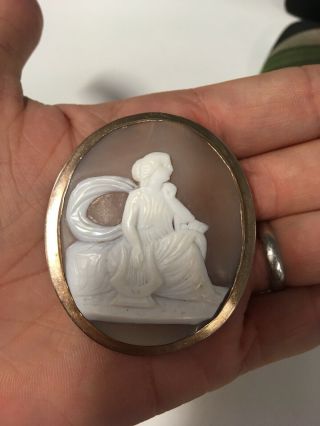 Very Large Antique Victorian Cameo & Gold Brooch 9ct Pinchbeck Not 18ct Scrap