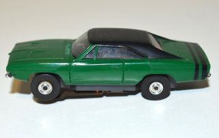 Vintage 1960s Aurora Thunderjets Ho Green Dodge Charger Slot Car