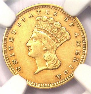 1856 Indian Gold Dollar Coin G$1 - Certified Ngc Au53 - Rare Gold Coin