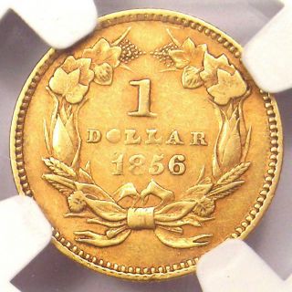 1856 Indian Gold Dollar Coin G$1 - Certified NGC AU53 - Rare Gold Coin 4