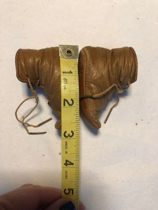 Wonderful Antique Brown Leather Doll Boots w/Original Show Ties 6