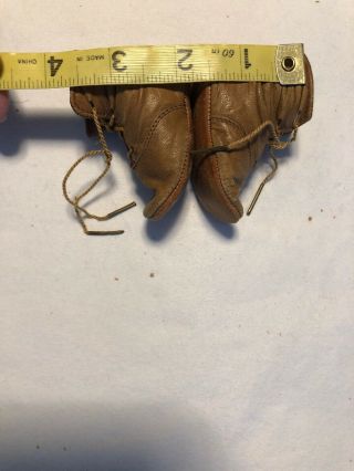 Wonderful Antique Brown Leather Doll Boots w/Original Show Ties 7